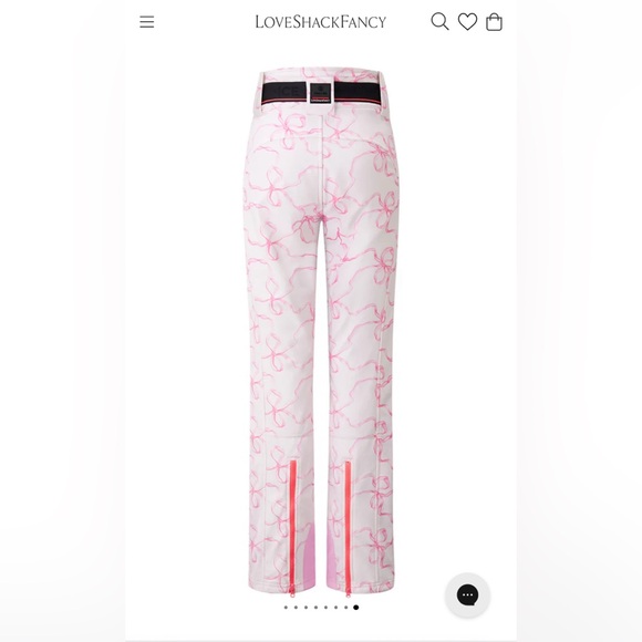 LoveShackFancy x Bogner Pink Bows Boot Cut Ski Pants size 8, Medium - Picture 8 of 9